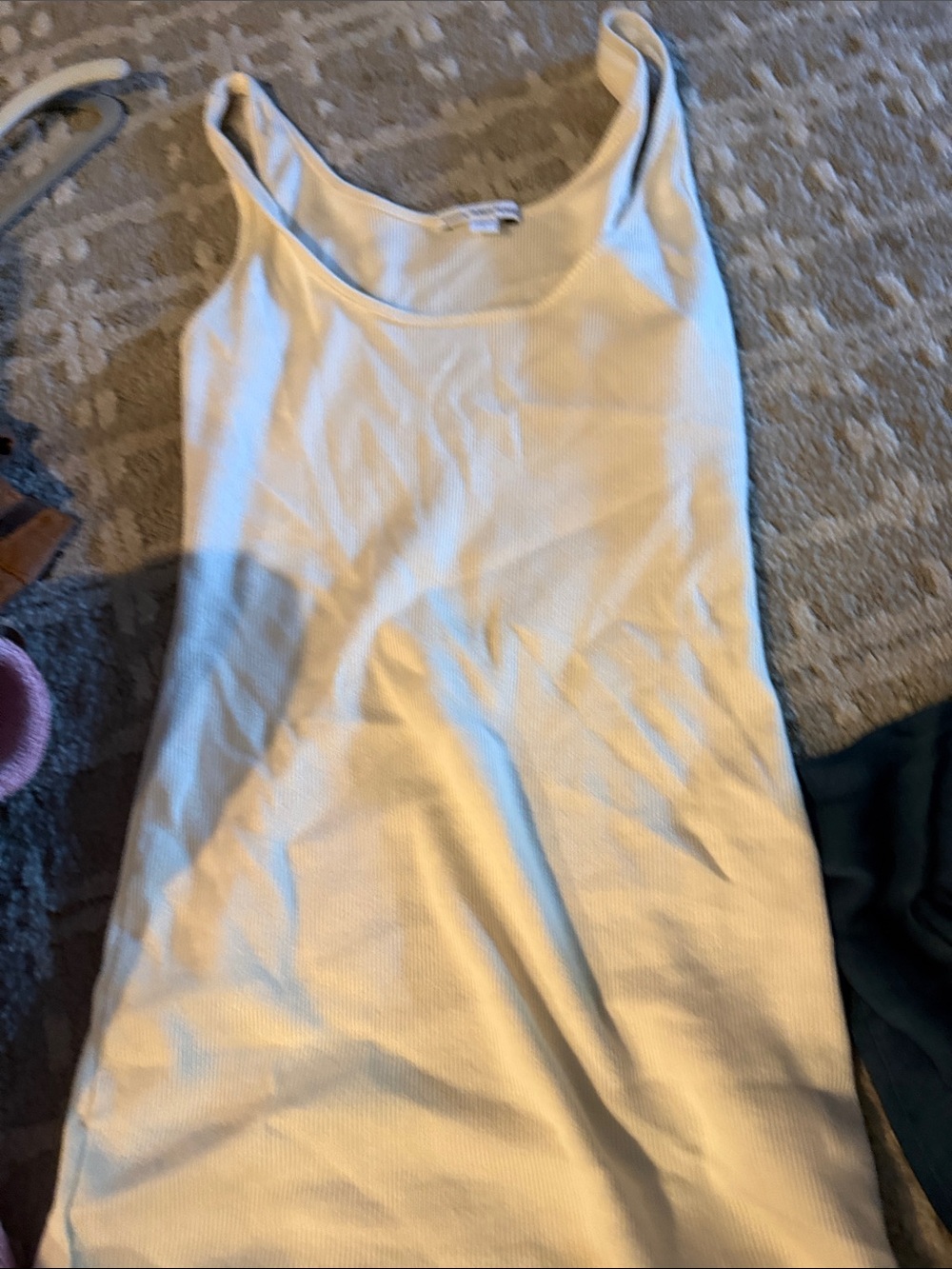 James pierce standard Women’s White Ribbed Tank Top – Classic Scoop Neck